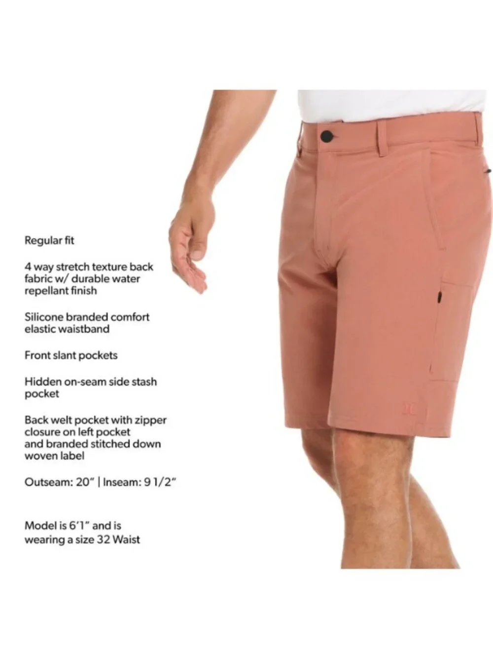Hurley Men's Trek Hybrid Short-Size 40-Orange-NWT